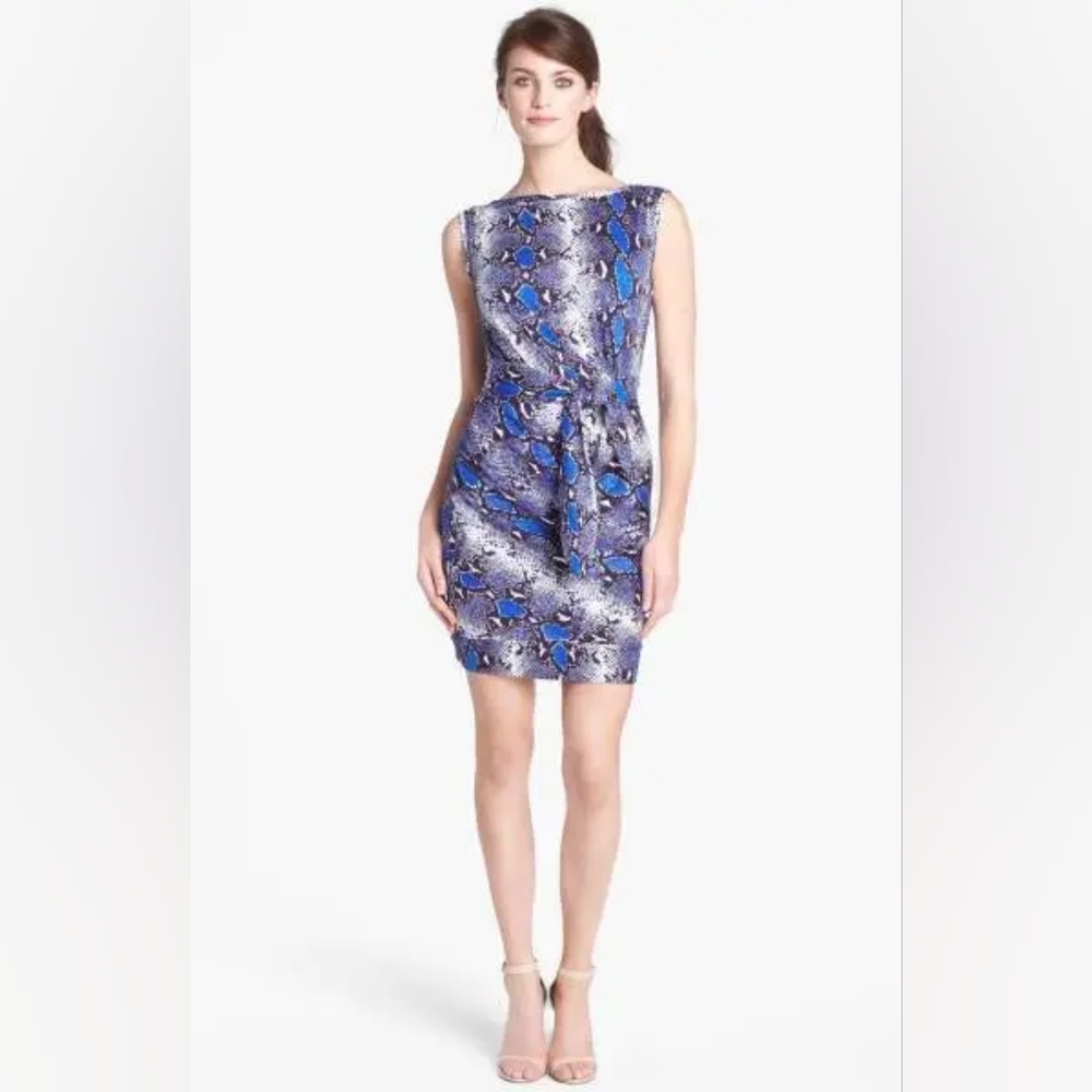 NWT, Diane Von Furstenberg New Della Blue Python Print Silk Dress